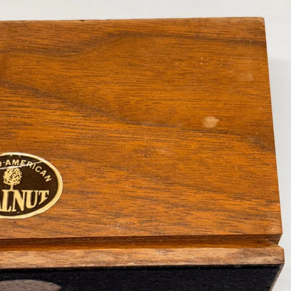 Vintage 1977 Walnut Lasercraft Pencil Holder President's Club & Ruler Landscape